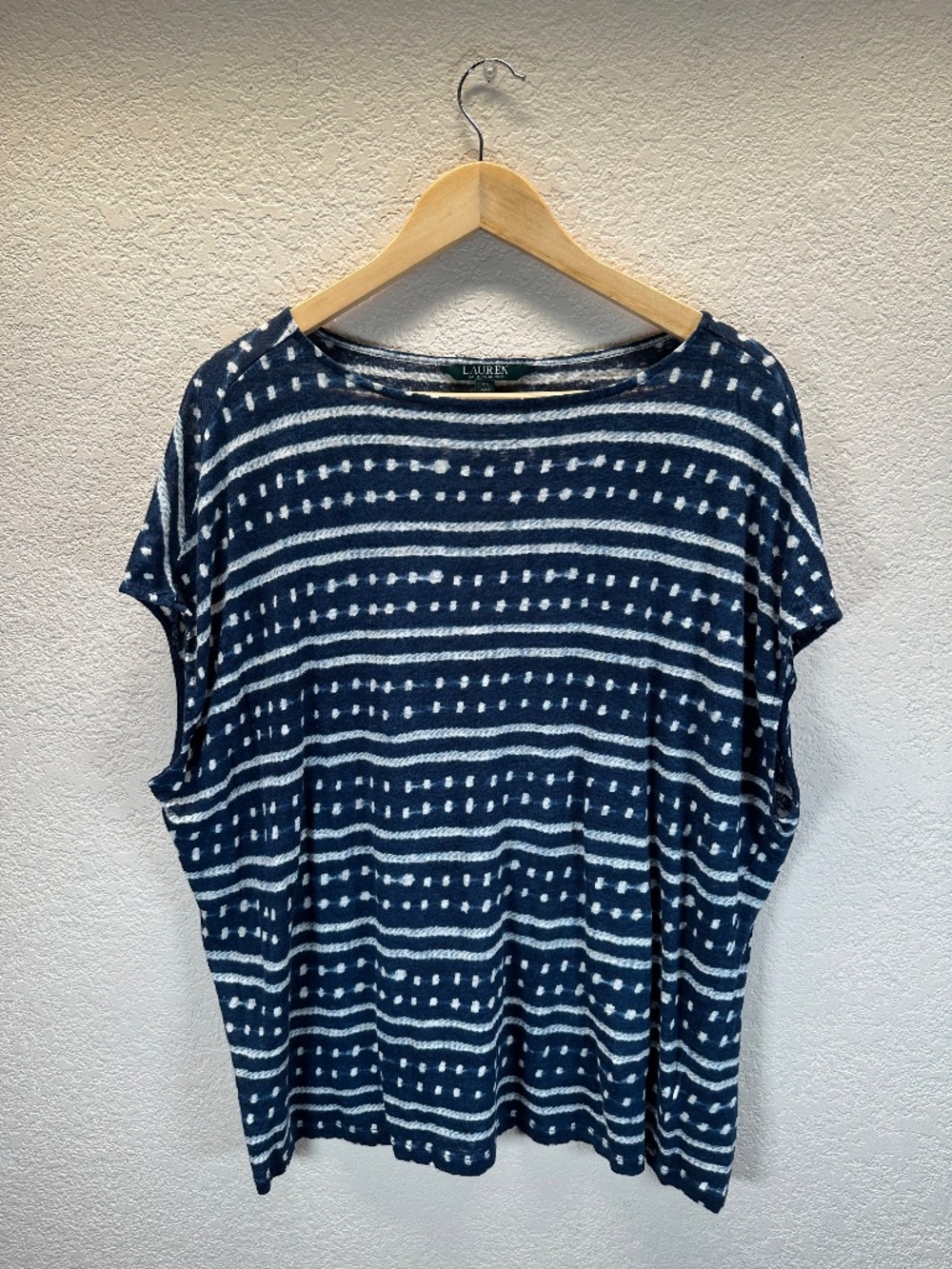 Lauren Ralph Lauren LRL Linen Top Size 2X Preppy Nautical Inspired Beach Boho